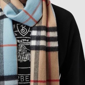 Long Reversible Colour Block Double Cashmere Scarf